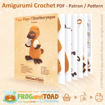 PAYO Platypus Ornithorynque - Amigurumi Crochet PDF - Patron / Pattern - FROG and TOAD Créations